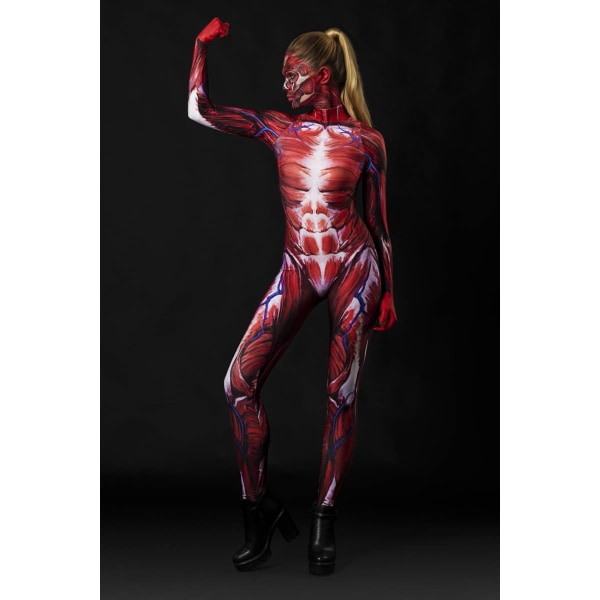 MUSKLER Halloween festdräkt, Halloween Superhjälte Catsuit, Hallowee XL