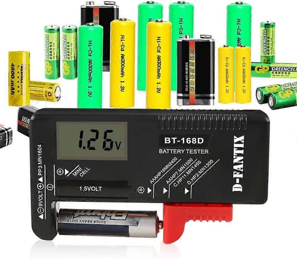 Digital batteritestare, för AAA AA CD 9V 1,5V knappcellsbatterier