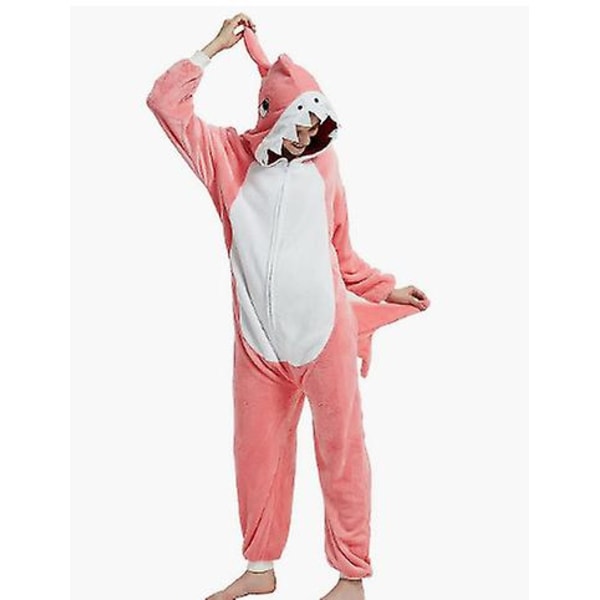 Haj-filt-huvtröja för vuxna - Haj-onesie för vuxna - Bärbar filt - Sha Pink Shark Zipper Edition XL