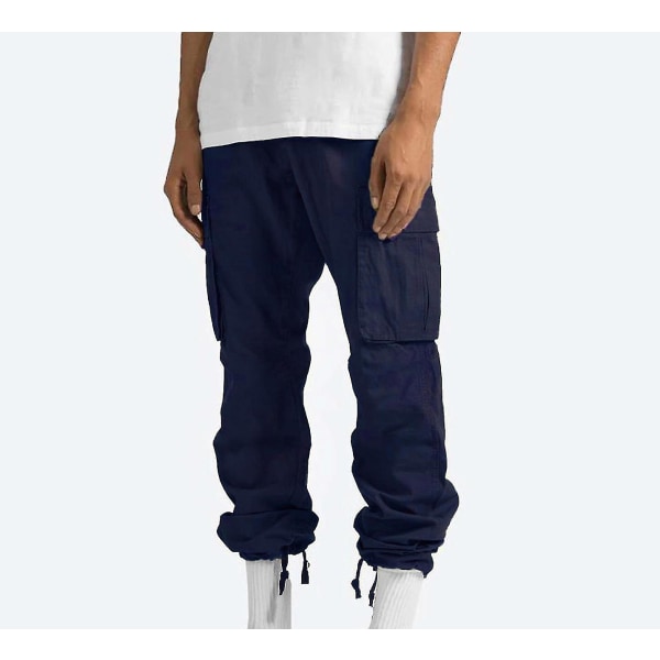 Herr Solid Casual Flera Fickor Utomhus Rak Typ Fitness M Navy