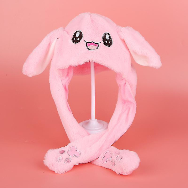 Plush Kaninöronhatt med Rörliga Öron - Söt och Mjuk Plush Kaninhatt Luminous White Rabbit Hat