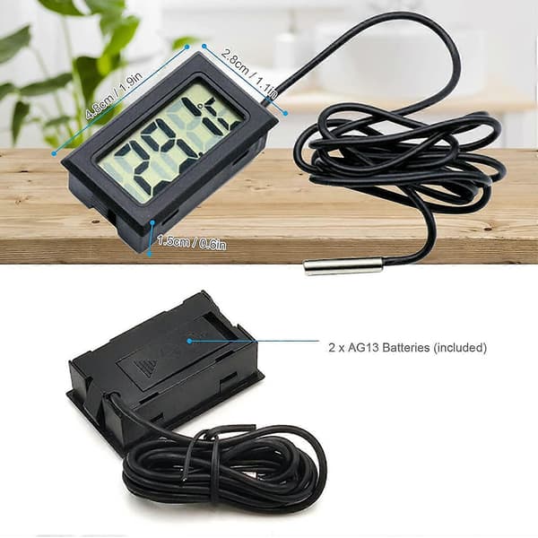 Mini Termometer Digital LCD Termometer Temperaturmätare med Extern Sond (3st Svart)