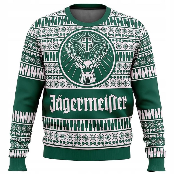 Bebetter Jagermeister Karneval Jultröja Pullover Herr 3D Swe Green XL