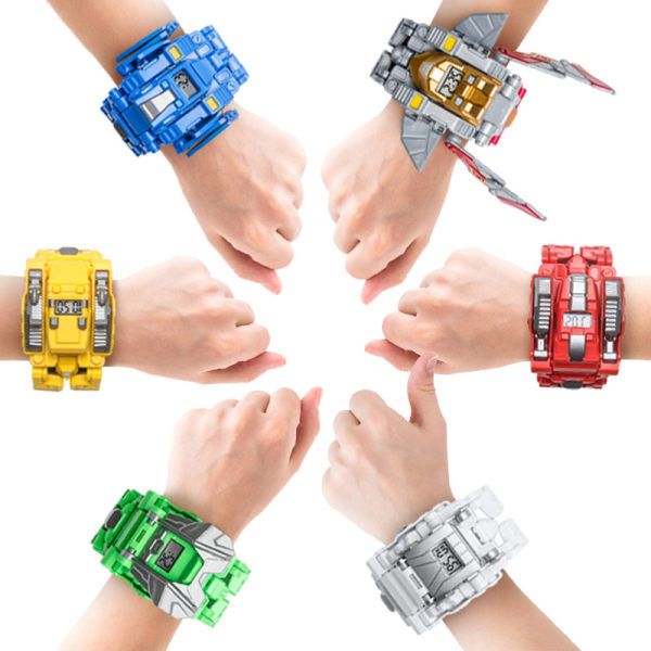 Barn 3-i-1 Multifunktionell Transformer Robot Klocka Elektronisk Armbandsur Transformers Leksaker blue