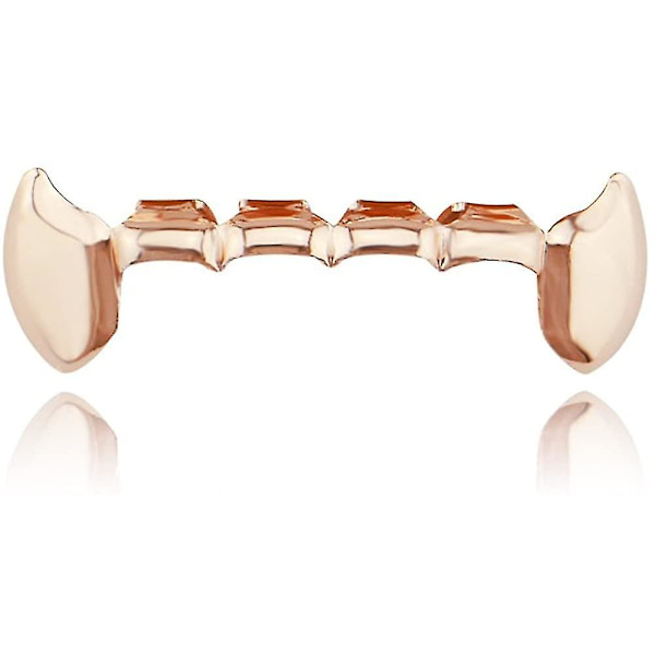 18k Guldpläterade Grillz Vampyr Dracula Tänder Grillz - 2st Ensamma Huggtänder och 6 Nedre Grillz Set - Y101