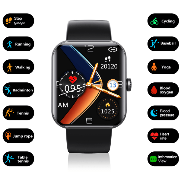 Smart Watch 1,91 tums pekskärm Smart Watches svart