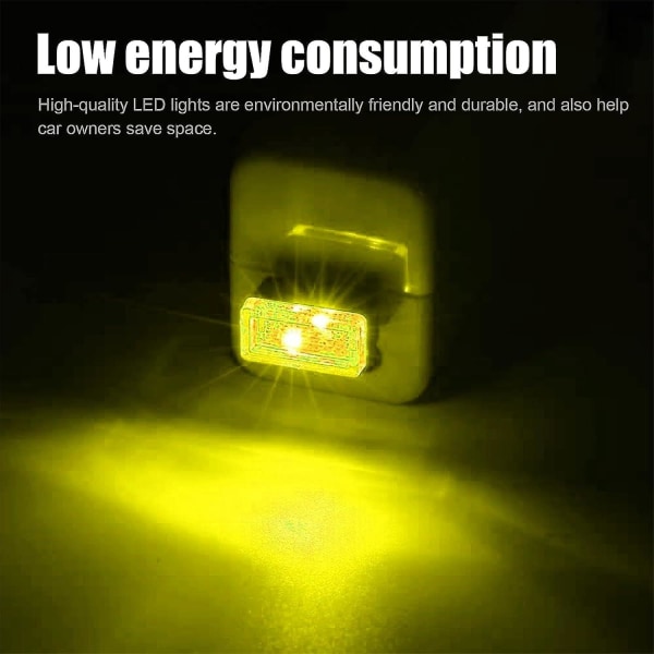 4st USB Led bilinredning atmosfärslampa, mini USB billampa, plug-in Yellow