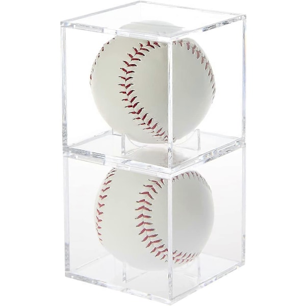 Stapelbar Baseball Display Case, Akryl Kub Memorabilia Display Förvaringslåda, UV-skyddad Baseballhållare för Bollvisning - Passar Officiell Storlek Boll