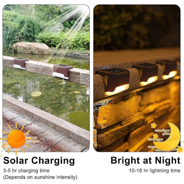 4-pack Solcellsdäckslampor LED Solcellstrapplampor Vattentäta Staketlampor för Utomhustrappor Staket