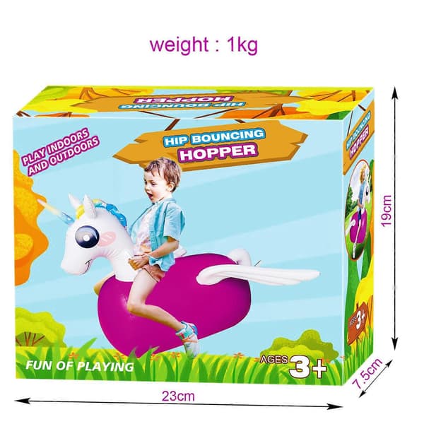 Uppblåsbara enhörningsleksaker för barn från 5 år, hoppdjur, studsleksaker för utomhuslekar (2-pack)