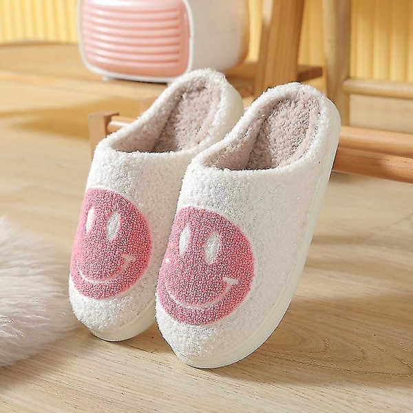 Tofflor med Smiley-Ansikte Tofflor Kvinnor Leende Tofflor Glad Ansikte Tofflor Pink 40-41