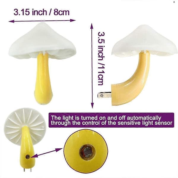 3-pack Plug-in LED Svamp Nattlampa med Sensor 7-Färger