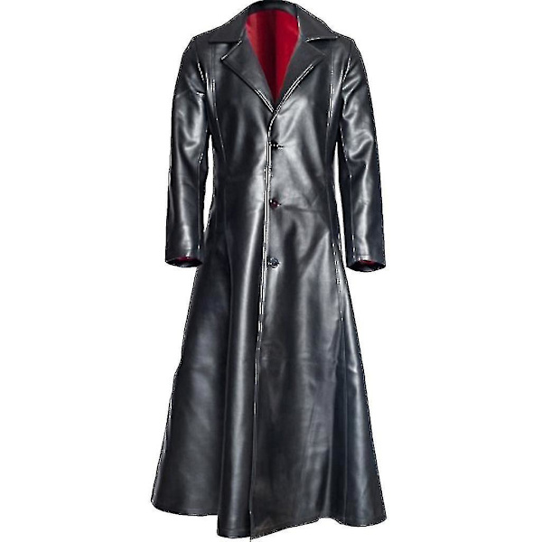 Herrar Mode Gotisk Lång Rock Läderrock Konstläderjacka Jacka 4XL Black