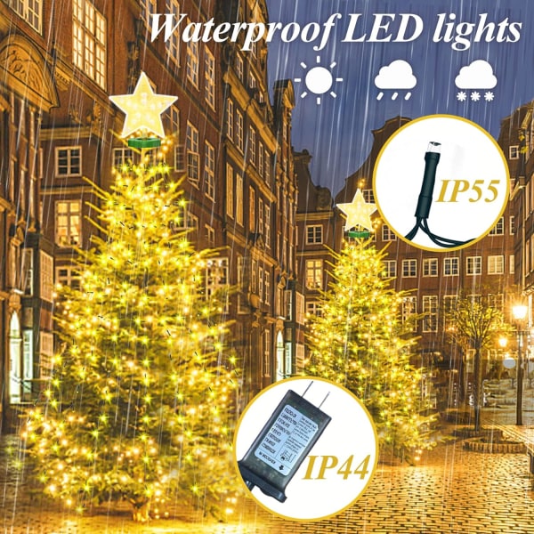 Julgransbelysning, 400 LED-julbelysning med 8 ljuslägen & M Warm White-410led