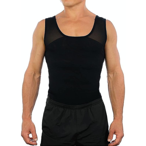 Bröstkompressionströja för män för att dölja gynekomasti Moobs Shapewear balck XL