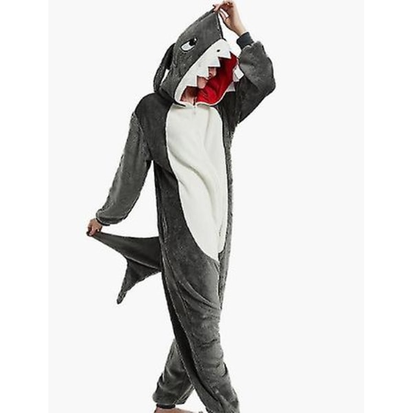 Shark Blanket Hoodie Adult - Shark Onesie Adult Bärbar filt - Sha Grey Shark Zipper Edition 130 yards