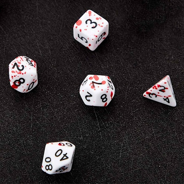 RPG DND Rollspel: Blodstänkta Polyhedrala Tärningar 7-Sats 14 Stycken