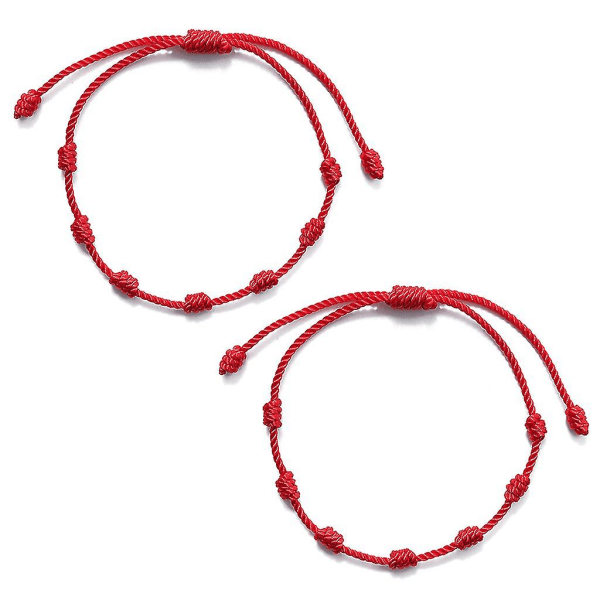 2st 7 Knots Röd String Armband För Skydd Onda Eye Lycka till Amu