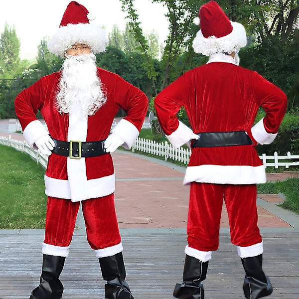 6-pack Jultomte Kostym med Hatt - Herr Cosplay Festkläder 8pcs-C 6XL