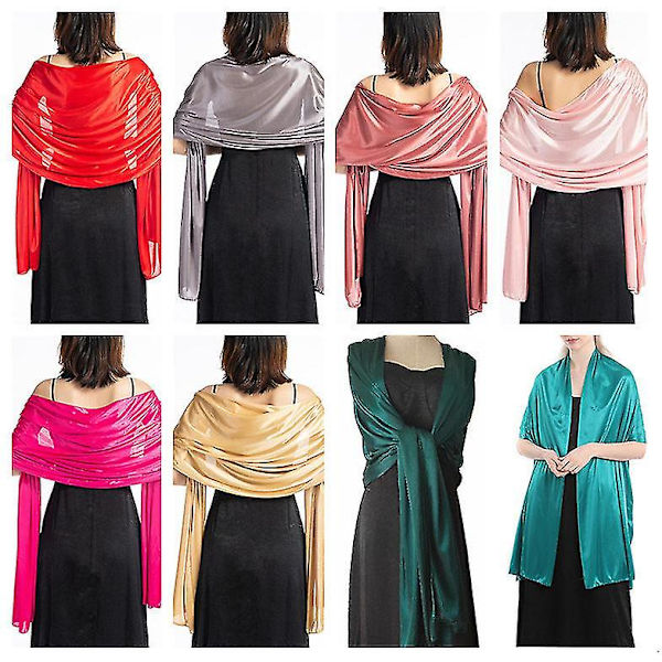 Sjalar Klänningar Kvällsfest Wrap Bröllop Satin Pure Color Cape Rosröd