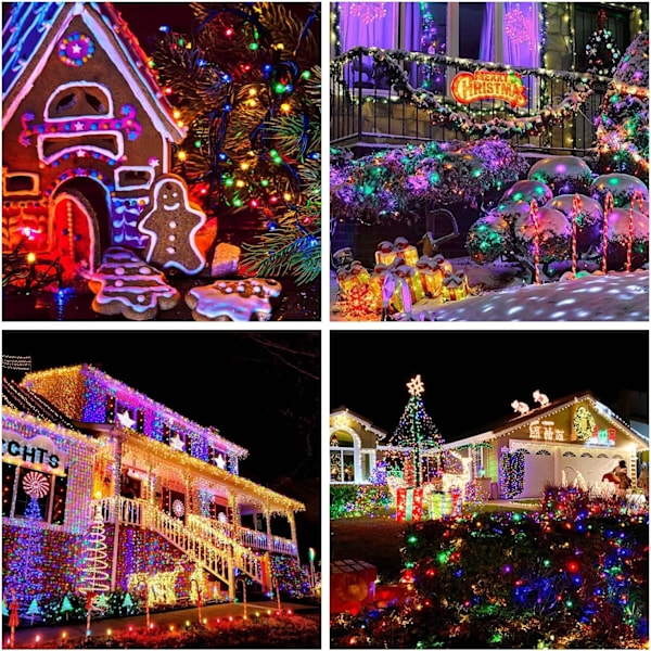 200 LED Flerfärgade Julbelysning Utomhus Vattentät, Utbyggbar 20m Multicolor Connectable 200 LED