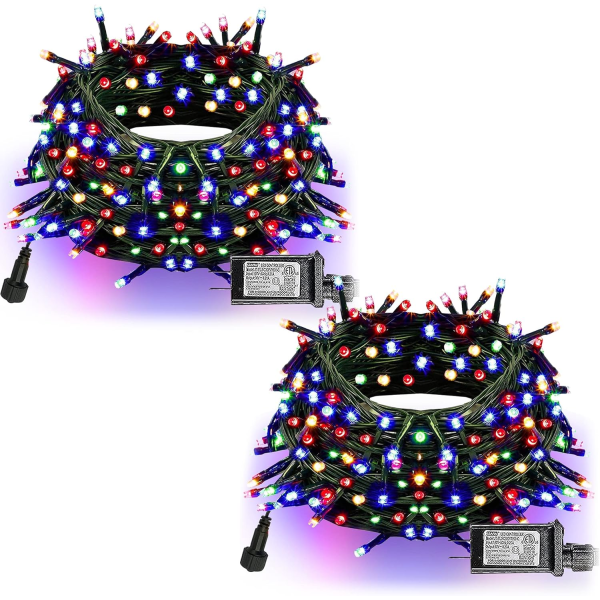 Ljusstrimma med 200 LED-lampor, 20 meter lång, för julbelysning Red White and Blue 400 LED