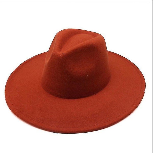Varm vinter Klassisk Fedora-hatt med bred brätte Svart Vit Ullhattar Caramel color
