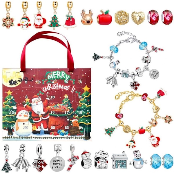 Adventskalender Berlock Armband Blindbox Set DIY-smycken, 24 överraskningar Farbe