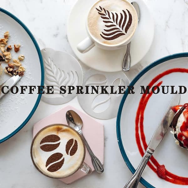 5-pack Kaffedekorationsstenciler i rostfritt stål