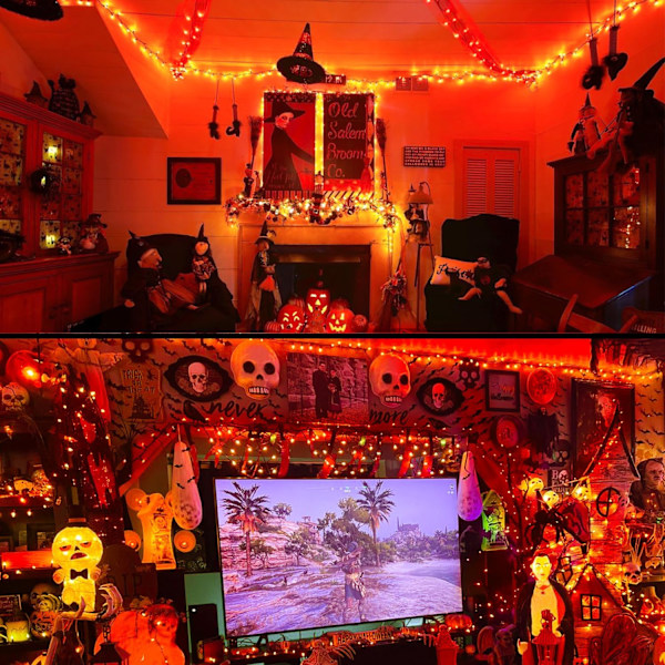 200 LED flerfärgade julbelysning utomhus Vattentät, expanderbar 66f Orange Connectable 200 LED