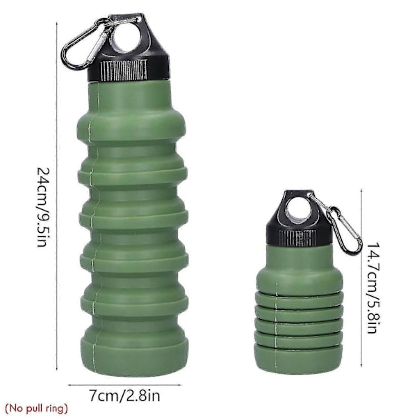 18.5 Oz Sportvattenflaska Vikbar Vattenflaska (Armégrön)