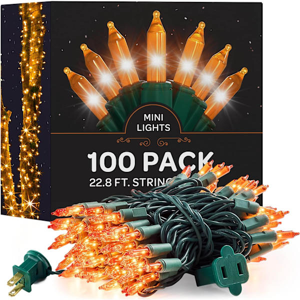 Julbelysning [Set med 100] Flerfärgade julbelysning, UL-listad F Amber 100