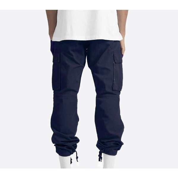 Herr Solid Casual Flera Fickor Utomhus Rak Typ Fitness S Navy