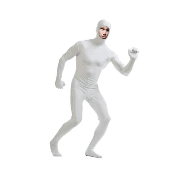 Festkläder Bröllop Kostym Man In Black Osynlig Morph Spandex Dräkt Vit 130-150CM