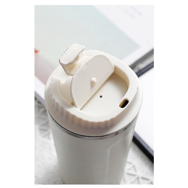 380/510 ml kaffemugg i rostfritt stål Läcksäker termos Resevatten B White 380ML