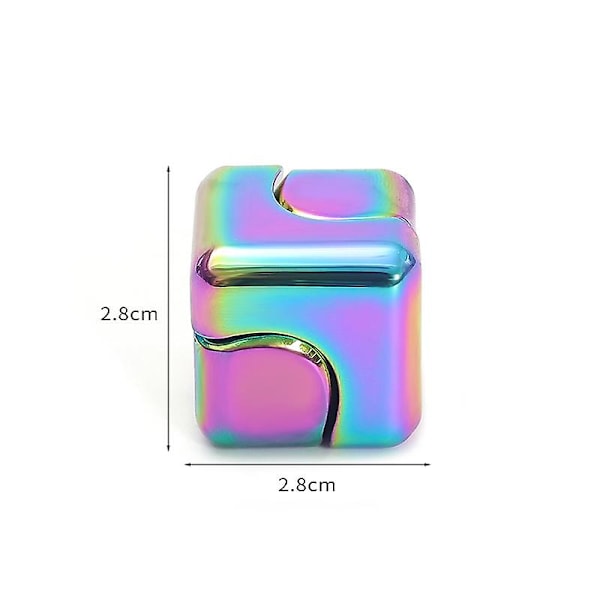 Fyrkantig Magisk Tärning Metall Rotera Kub Fidget Spinner Antistress EDC Fingertoppsleksaker, Regnbåge Hand Snurrande Lärande Ventil Skrivbordsspel Gåvor För Speciella N