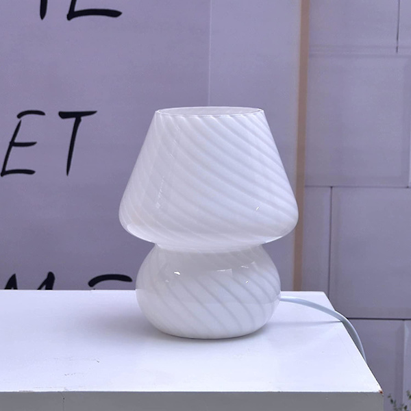 Glas Svamp Bordslampa, Genomskinlig Bordslampa Modern Randig Glas