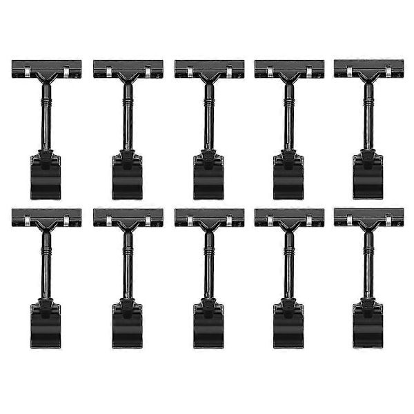 10 st Justerbara Plastskylthållare, Clip-on Stil Dubbelhuvud Display Clips Roterande Återanvänd Skylt Ta