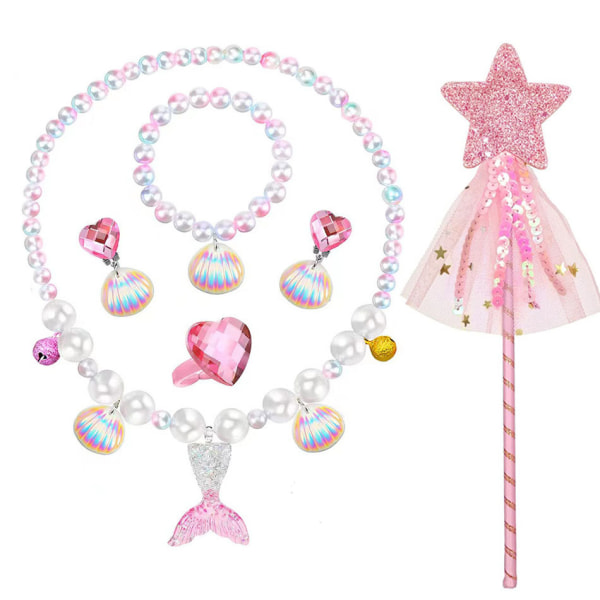 Sjöjungfru set för små flickor, Princess Mermaid Stretchy Pink Magic Stick