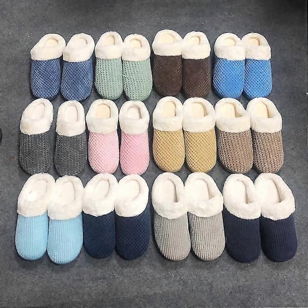 Mjuka tofflor för damer med korallfleece, kort plyschfoder, slip-on, memory foam, innetofflor