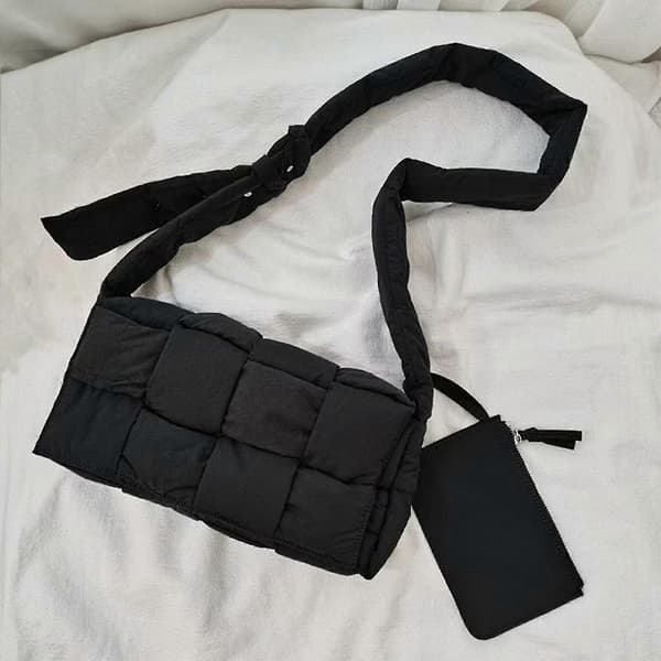 Puffervävd Väska Bomull Kassett Vadderade Designer Crossbody Väskor