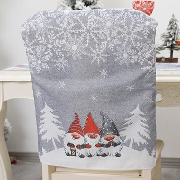 Julstolsöverdrag, grå, set om 4, avtagbara, tvättbara stolskydd