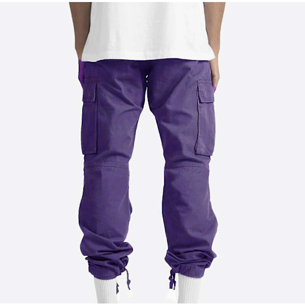 Herr Solid Casual Flera Fickor Utomhus Rak Typ Fitness M Purple