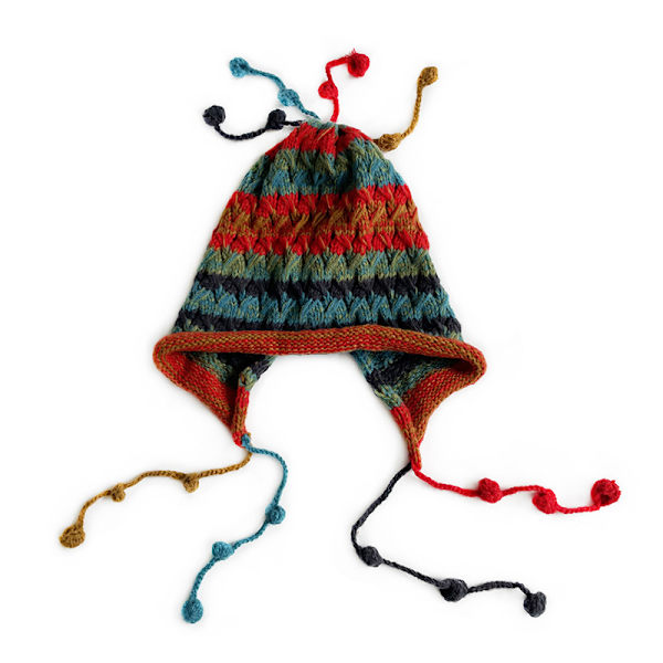 Stickad Hatt Trendig Färgglada Boll Öron Skydd Ullhatt