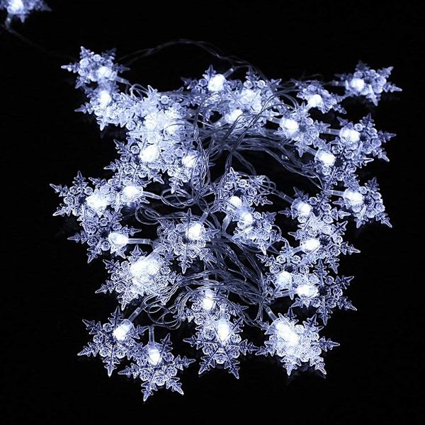 13ft/4M 96 LED Snowflake Curtain String Lights Plug-in minnesfönster L White