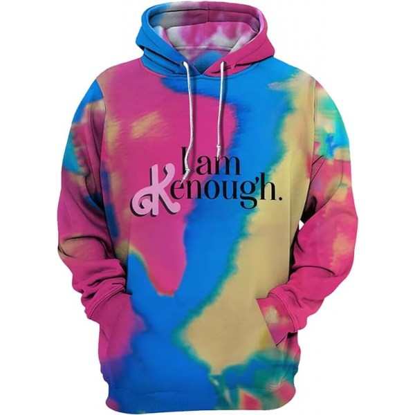 I am Kenough Hooded för Vuxen Tie Dye Streetwear Hoodie I am enough L XL