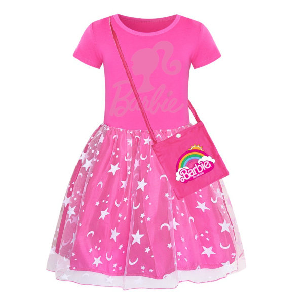 Barbie-rosa flickklänning Star Rainbow Rainbow spetskjol och crossbody D 150