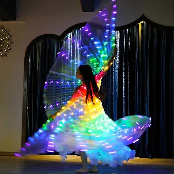 Justerbar Stav 57\" Lång Led Isis Vingar Magdans Klädsel Performance Kostymer Vuxen Med Stav Multicolor