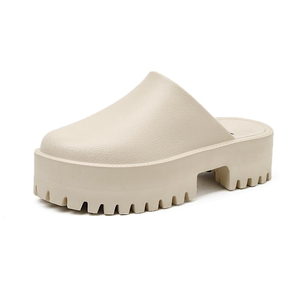 Kvinnors plattform Mules Colgs,Slip on Wedge Tjock sula Colg Tofflor Söt mode semester klackade plattformade sandaler Vatten Strand Komfort Mjuk Sko Beige 41