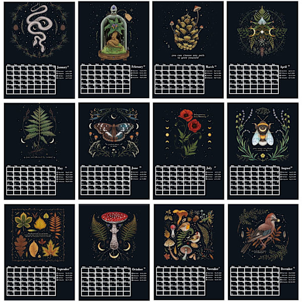 2024 Dark Forest Calendar Office Illustration Calendar 1 pcs